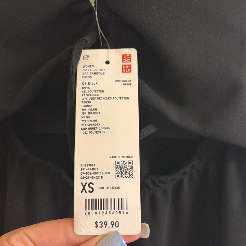 ✨Uniqlo Crepe Jersey Bra Camisole Black Sz XS Dress✨ - Picture 9 of 11